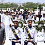 Governor Sindh Kamran Khan Tessori, along with MQM Pakistan MNAs and MPAs, arrives to lay a floral wreath at the mausoleum of Quaid-e-Azam Muhammad Ali Jinnah to mark Youm-e-Tashakur