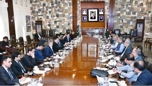 Sindh Chief Minister Syed Murad Ali Shah meets Federal Minister for Communications Aleem Khan along with a high-Level delegation at the CM House