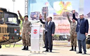 President Asif Ali Zardari during his visit to the Gujranwala Cantonment.