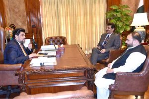 Federal Minister for National Heritage and Culture Division Aurangzeb Khan Khichi calls on Sindh Governor Kamran Khan Tessori at Governor House