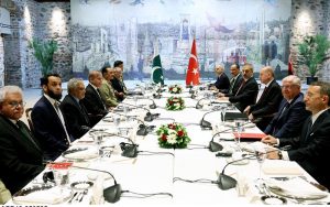 Prime Minister of Pakistan Muhammad Shehbaz Sharif and Turkish President Recep Tayyip Erdogan hold delegation level talk along with their respective delegations.