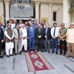 A group photo of Dr. Dan Stoenescu Ambassador of Romania to Pakistan, SVP SCCI Waseem Shahbaz Lodhi with business community at Chamber of Commerce
