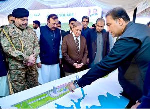 Prime Minister Muhammad Shehbaz Sharif is being briefed on Murree Road Interchange-Jinnah Square project