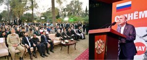 President Asif Ali Zardari addressing the ceremony to commemorate the 80th Anniversary of Victory in Great Patriotic War of Russian Federation at the Russian Embassy