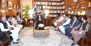 A delegation of Tehreek e Nifaz Fiqa e Jafria Sindh led by Allama Syed Ali Irfan Abidi call on Sindh Governor Kamran Khan Tessori at Governor House