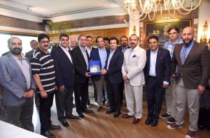 Federal Minister for Petroleum Ali Pervaiz Malik at the consultative session organized by the delegation of the American Business Forum (ABF), representing American businesses operating in Pakistan.