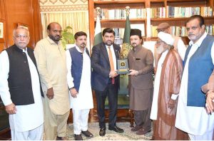 A delegation of Tehreek e Nifaz Fiqa e Jafria Sindh led by Allama Syed Ali Irfan Abidi call on Sindh Governor Kamran Khan Tessori at Governor House
