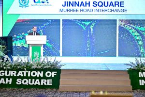 Prime Minister Muhammad Shehbaz Sharif addresses the inaugural ceremony of Murree Interchange-Jinnah Square