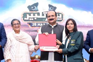 Chairman Prime Minister’s Youth Programme Rana Mashhood Ahmad Khan addressing Ceremony of Yom-e-Takbeer Mubarak at Lahore College for Women University
