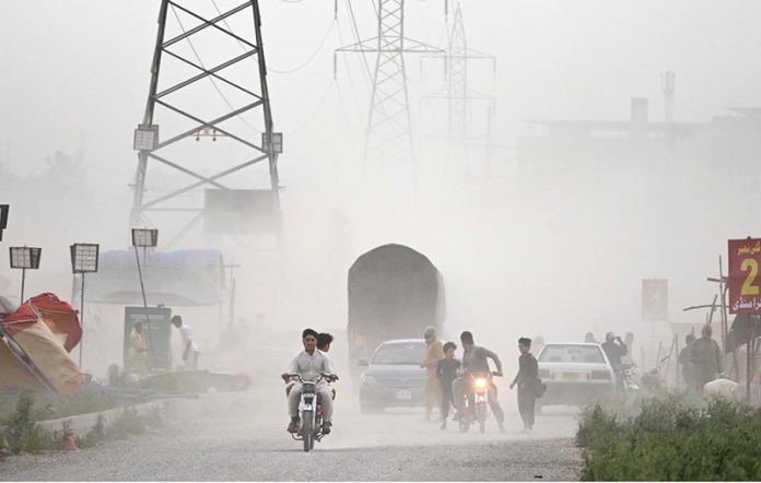 A severe dust storm blankets the federal capital, reducing visibility and disrupting daily life