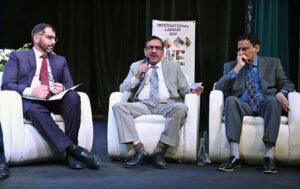 Managing Director Associated Press of Pakistan (APP) Muhammad Asim Khichi speaks in panel discussion during International Labour Day Conference on Workers and Employers: Navigating Change Through Social Dialogue organized by National Industrial Relations Commission (NIRC) and International Labour Organization (ILO) at PNCA