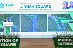 Prime Minister Muhammad Shehbaz Sharif addresses the inaugural ceremony of Murree Interchange-Jinnah Square