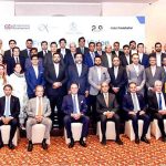 Senator Muhammad Aurangzeb, Federal Minister for Finance & Revenue, in a group photo with the organizers and participants of the Impact Financing event organized by Karandaaz Pakistan and Pakistan Banks Association (PBA)
