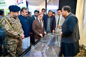 Prime Minister Muhammad Shehbaz Sharif is being briefed on Murree Road Interchange-Jinnah Square project