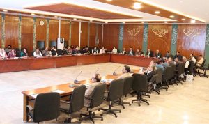 Federal Minister for Planning, Development & Special Initiatives Ahsan Iqbal chairing a special meeting in Islamabad to align sectoral priorities and development plans with the URAAN Pakistan initiative