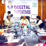 Federal Minister for Housing and Works, Mian Riaz Hussain Pirzada launching the Digital Initiatives by Pakistan Housing Authority (PHA) Foundation.