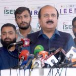 Chairman of the Prime Minister’s Youth Programme, Rana Mashhood Ahmad Khan, speaks to the media at the Expo Center, highlighting initiatives for youth empowerment