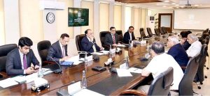 Finance Minister Senator Muhammad Aurangzeb meeting with a delegation of the Pakistan Association of Large Steel Producers (PALSP) to discuss challenges and policy support for the steel sector