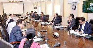 Finance Minister Senator Muhammad Aurangzeb meeting with a delegation of the Pakistan Association of Large Steel Producers (PALSP) to discuss challenges and policy support for the steel sector