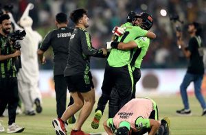 Lahore Qalanders player Fakhar Zaman playing shot during the Pakistan Super League PSL-X T20 cricket Final match between Lahore Qalanders and Quetta Gladiators at the Gaddafi Cricket Stadium.