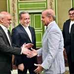 President of Iran Dr. Masoud Pezeshkian and Prime Minister Muhammad Shehbaz Sharif introducing their respective delegation at reception in Sa'dabad Palace