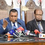 Bangladesh High Commissioner, Muhammad Iqbal Hussain addressing Meet the Press at Press Club