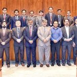 A group photograph of the participants of 43rd Mid-Career Management Course Organized by National Institute Of Public Administration, Quetta in the Senate Hall at Parliament House