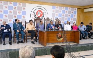Bangladesh High Commissioner, Muhammad Iqbal Hussain addressing Meet the Press at Press Club