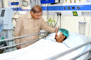 Prime Minister Muhammad Shehbaz Sharif visits Quetta to meet the injured children and other victims of terrorist suicide attack on a school bus in Khuzdar