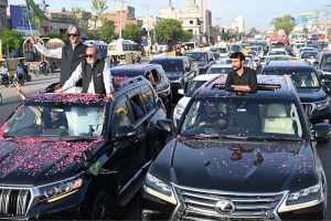 The Takbeer Day Rally organized by the PML-N is being led by Senior Vice President of the PML-N Punjab, MPA Muhammad Mansha Ullah Butt, MNA Gulnaz Pasha and MPA Faisal Ikram