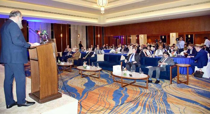 Federal Minister for Commerce, Jam Kamal Khan addresses participants at the Finland–Pakistan Business Summit 2025, highlighting Pakistan’s economic revival, investor confidence, and vast opportunities for bilateral cooperation in trade, technology, and education, in federal capital