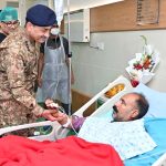 General Syed Asim Munir, NI (M), Chief of Army Staff (COAS), visited Combined Military Hospital (CMH) to inquire after the well-being of soldiers and innocent civilians wounded during Marka e Haq / Operation Bunyanum Marsoos