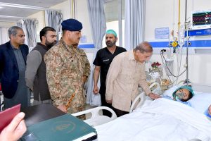 Prime Minister Muhammad Shehbaz Sharif visits Quetta to meet the injured children and other victims of terrorist suicide attack on a school bus in Khuzdar