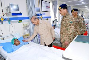 Prime Minister Muhammad Shehbaz Sharif visits Quetta to meet the injured children and other victims of terrorist suicide attack on a school bus in Khuzdar