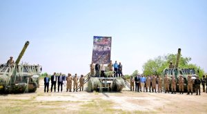 Prime Minister Muhammad Shehbaz Sharif addresses the officers and soldiers who took part in Operation Bunyan-um- Marsous