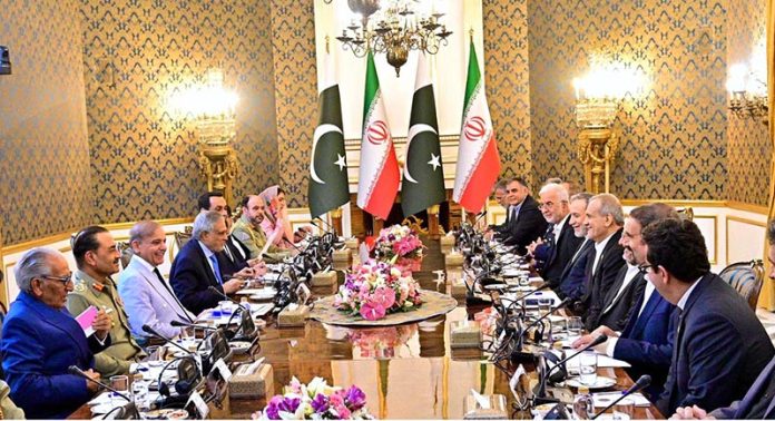 President of Iran Dr. Masoud Pezeshkian and Prime Minister Muhammad Shehbaz Sharif held delegation level meeting at Sa'dabad Palace
