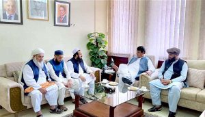 Federal Minister for Kashmir Affairs, Gilgit-Baltistan and States and Frontier Regions, Engineer Amir Muqam meets with the nominated Ulema Committee representing the affectees of the Diamer-Bhasha Dam