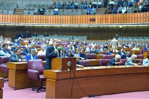 Prime Minister Muhammad Shehbaz Sharif addresses the National Assembly session