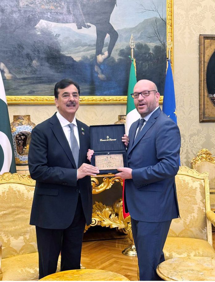 Chairman Senate of Pakistan, Honourable Syed Yousuf Raza Gilani, meets Lorenzo Fontana, President of the Italian Chamber of Deputies, in Rome. The meeting reaffirmed commitment to enhancing bilateral parliamentary cooperation and promoting people-to-people ties