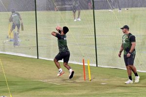 Pakistan Cricket team player attend the practice session for upcoming t20 cricket series between Pakistan vs Bangladesh at Gaddafi Stadium