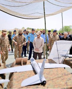 Prime Minister Muhammad Shehbaz Sharif interacts with officers and soldiers who participated in Operation Bunyan-um- Marsous