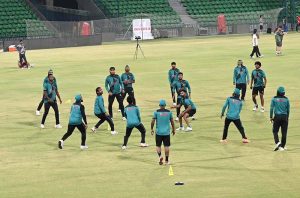 Pakistan Cricket team player attend the practice session for upcoming t20 cricket series between Pakistan vs Bangladesh at Gaddafi Stadium