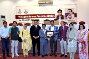 Special Assistant to the Prime Minister on National Heritage Culture, Huzaifa Rehman addresses an event at University of the Punjab