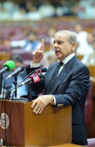 Prime Minister Muhammad Shehbaz Sharif addresses the National Assembly session