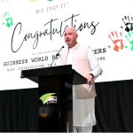 Ambassador Faisal Niaz Tirmizi, Pakistan’s Envoy to the UAE speaks during a landmark event at the Pakistan Association where the official announcement was made of a new Guinness World Record of the largest UAE flag created using human handprints by Pakistani Association Dubai
