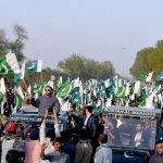 Large number of People’s Party workers participate in a rally at Tando Jam road on Thanksgiving Day, expressing solidarity with the Pakistan Armed Forces following the successful military operation ‘Bunyan-um- Marsous’ against Indian aggressions