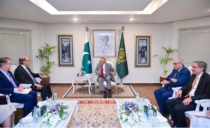 A delegation from the International Monetary Fund (IMF), led by Director of the Middle East & Central Asia Department, Jihad Azour, called on the Deputy Prime Minister and Foreign Minister, Senator Mohammad Ishaq Dar