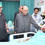 President Asif Ali Zardari inquiring after the health of the civilians and military personnel who were injured during the unprovoked Indian attacks on Pakistan, at Combined Military Hospital