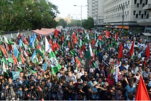 Pakistan People's Party (PPP), and other political parties organize rally in support of Armed Forces at Karachi Press Club