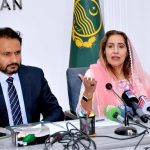 Focal person of CM Punjab on Polio, Uzma Kardar talking to media persons at DC office